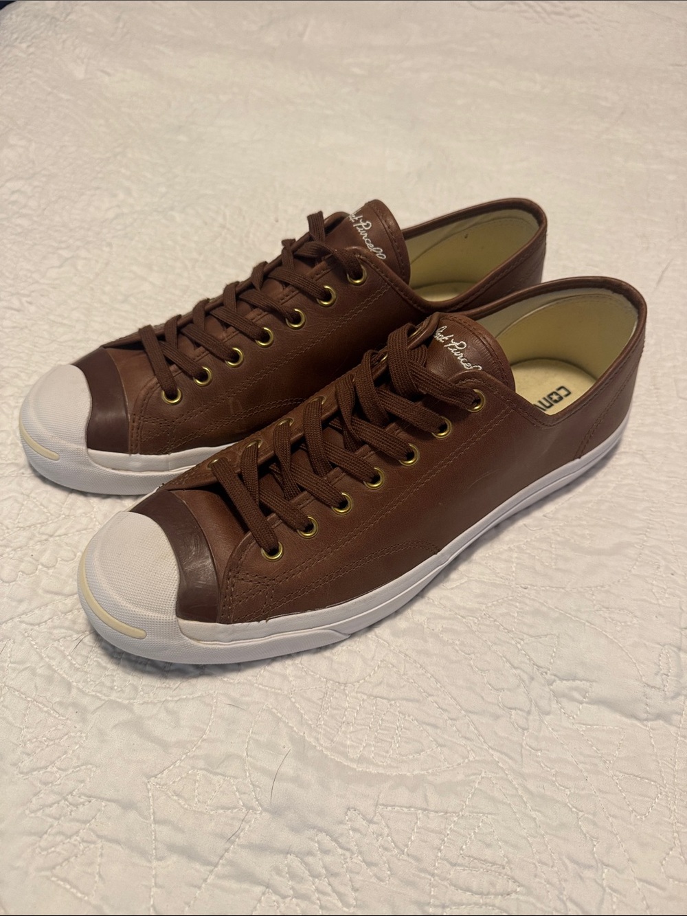 Converse Jack Purcell Brown Leather Sneakers - Picture 3 of 9